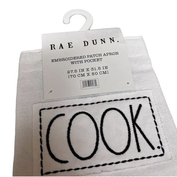 Rae Dunn Blessed /Cook /Home Sweet Home Apron Embroidered Patch Pocket Checked - Picture 7 of 16